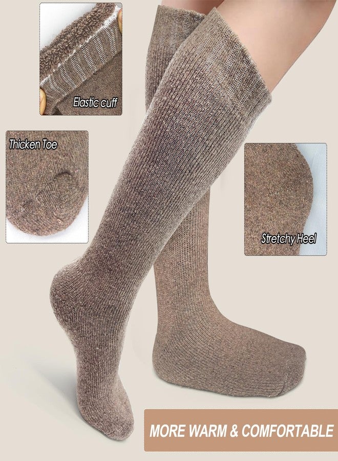 mickee Thick Wool Socks for Women, 3 Pairs Knee High Sock, Warm Sock Thermal Socks for Outdoor Sports Winter Gifts - Image 2